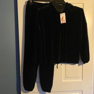 New with tags, black velour sweat suit